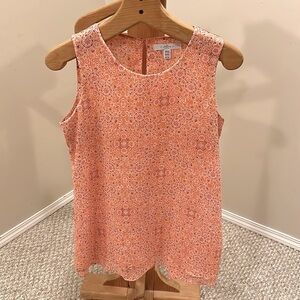Fever. M double layered sleeveless summer shirt, dark peach with Paisley, print